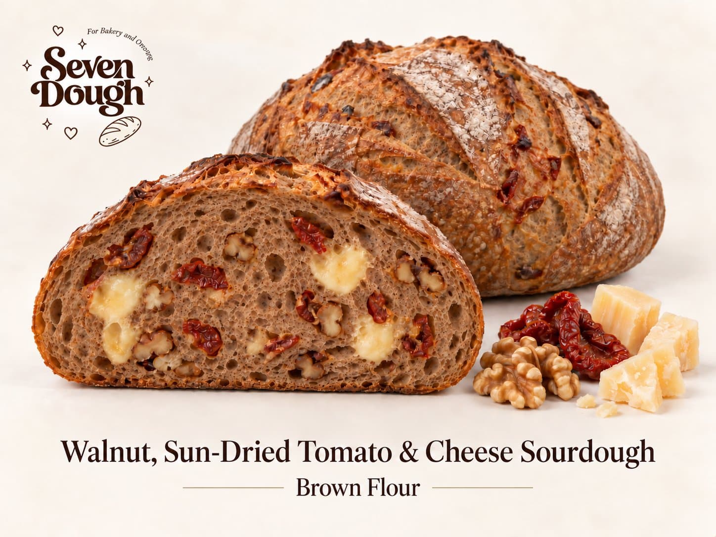 Walnut, Sun-Dried Tomato & Cheese Sourdough - Whole Wheat