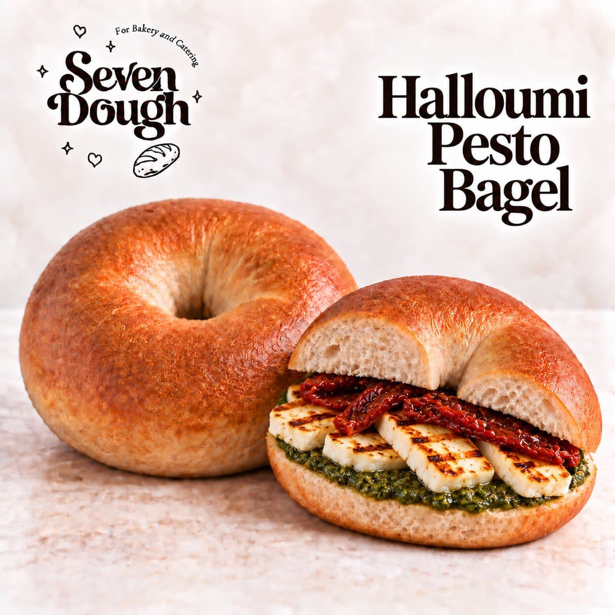 Halloumi Pesto Bagel
